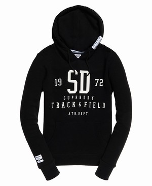 Superdry Track & Field Női Kapucnis Pulóver Fekete | TSXZR0263